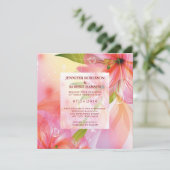 Roze Hibiscus Flower Wedding Square Kaart (Staand voorkant)