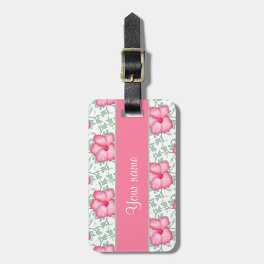  roze hibiscus Flowers Bagagelabel (Voorkant verticaal)