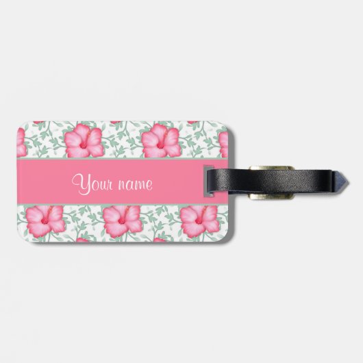 roze hibiscus Flowers Bagagelabel (Achterkant horizontaal)