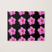 Roze Hibiscus Flowers on Black,_ Legpuzzel (Horizontaal)