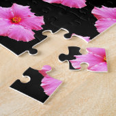 Roze Hibiscus Flowers on Black,_ Legpuzzel (Zijkant)