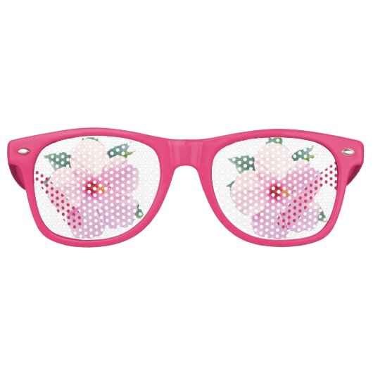 Roze Hibiscus Flowers Retro Zonnebril (Voorkant)