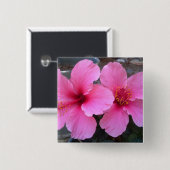 Roze Hibiscus Flowers Vierkante Button 5,1 Cm (Voorkant /achterkant)