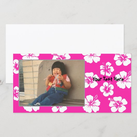  roze hibiscus fotokaart (Voorkant / Achterkant)