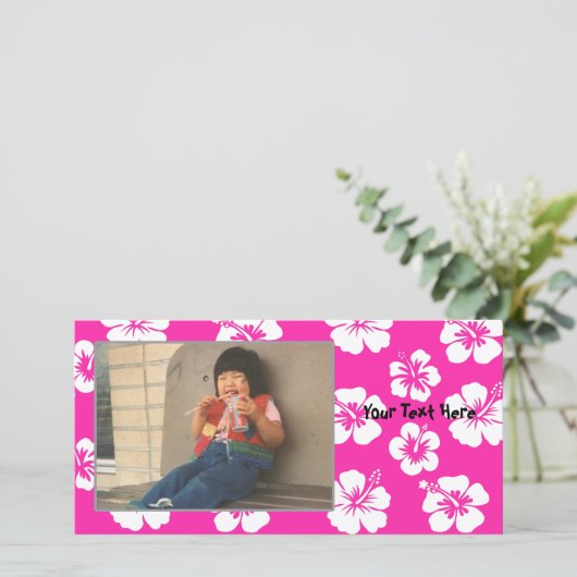  roze hibiscus fotokaart (Staand voorkant)