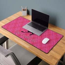 Roze Hibiscus Golvend Tartan-LGA-logo in Sangria Bureaumat