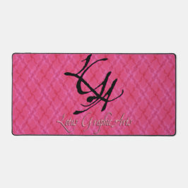 Roze Hibiscus Golvend Tartan-LGA-logo in Sangria Bureaumat
