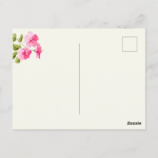 Roze Hibiscus, gouden confetti Dank u Briefkaart (Achterkant)