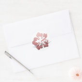 Roze Hibiscus Hawaiaanse Huwelijksaankondiging Ronde Sticker (Envelop)