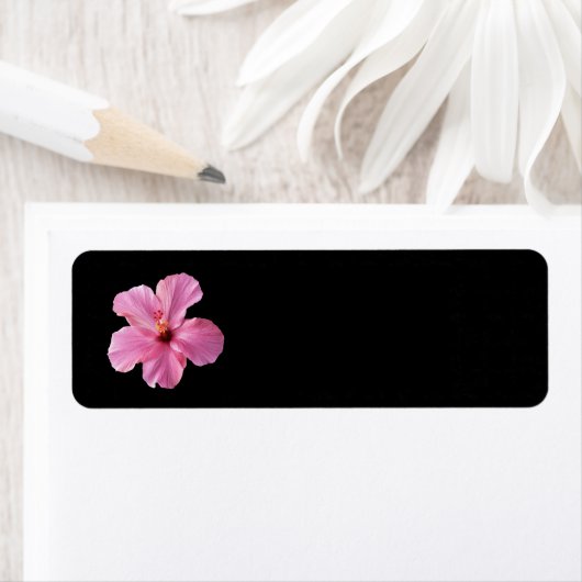 Roze Hibiscus Hawaii Bloem Gepersonaliseerd Sjablo Etiket (Insitu)