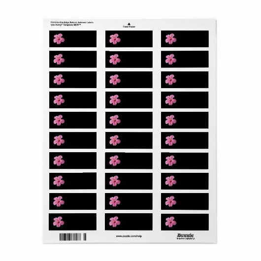 Roze Hibiscus Hawaii Bloem Gepersonaliseerd Sjablo Etiket (Full Sheet)