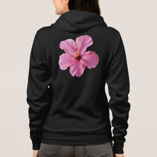 Roze Hibiscus Hawaii Bloem Gepersonaliseerd Sjablo Hoodie (Achterkant)