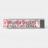 Roze Hibiscus Hawaiian Flower Pattern Bureau Naambordje (Voorkant)