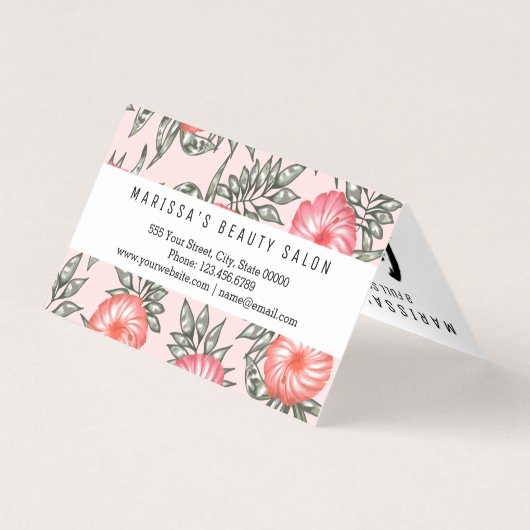 Roze Hibiscus Hawaiian Flower Pattern Visitekaartje (Achterkant)