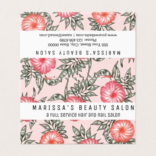 Roze Hibiscus Hawaiian Flower Pattern Visitekaartje (Buitenkant ongevouwen)
