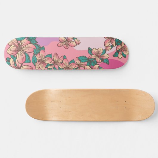 Roze Hibiscus Hawaiian Flowers Floral Skateboard (Horizontaal)
