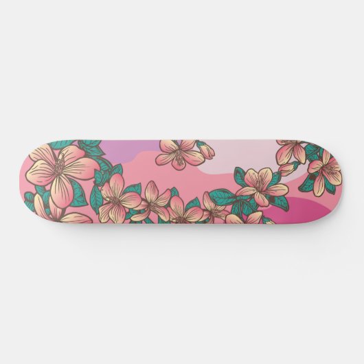 Roze Hibiscus Hawaiian Flowers Floral Skateboard (Horizontaal)
