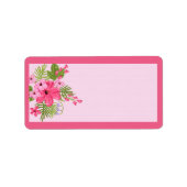 Roze Hibiscus Hawaiian Mailing Adres Etiket (Voorkant)