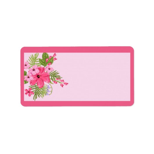 Roze Hibiscus Hawaiian Mailing Adres Etiket (Voorkant)