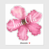 Roze Hibiscus Hawaiian vinylsticker, op maat gesne Sticker (Vel)