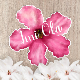 Roze Hibiscus Hawaiian vinylsticker, op maat gesne Sticker