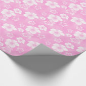 Roze Hibiscus Honu Hawaiian Pattern Cadeaupapier (Hoek)