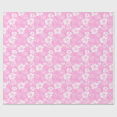 Roze Hibiscus Honu Hawaiian Pattern Cadeaupapier (Vlak)
