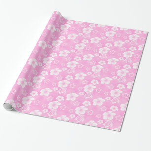 Roze Hibiscus Honu Hawaiian Pattern Cadeaupapier