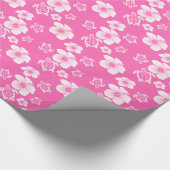 Roze Hibiscus Honu Hawaiian Pattern Cadeaupapier (Hoek)