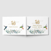 Roze Hibiscus Humming vogels Goud Zoet 16 Verjaard Gastenboek (Volledig)