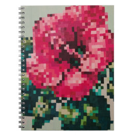 Roze Hibiscus in Zachte Pixelkleuren Notitieboek