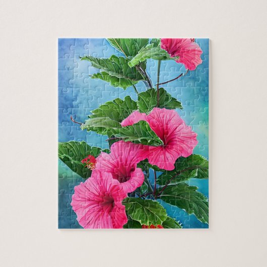 Roze Hibiscus Jigzaag Puzzle Legpuzzel (Verticaal)