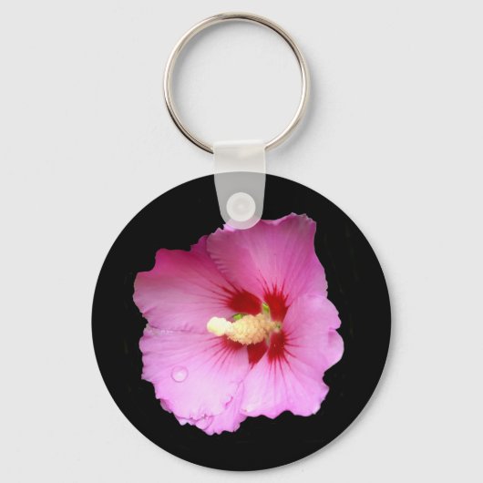 Roze Hibiscus Key Ring Sleutelhanger (Voorkant)
