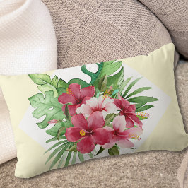 Roze Hibiscus Lumbar Pillow Kussen