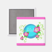 Roze hibiscus - Magneet (Voorkant / Achterkant)