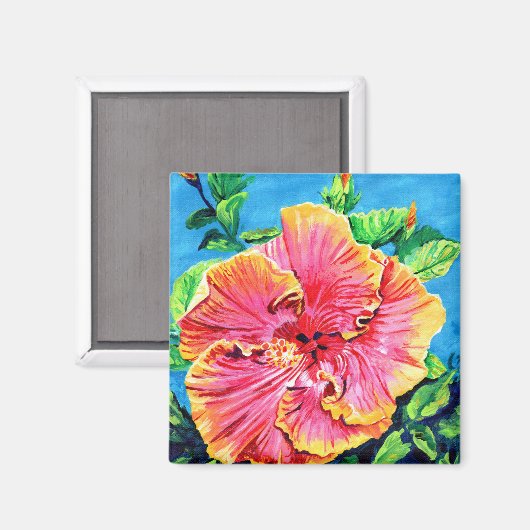 Roze Hibiscus Magnet (Voorkant / Achterkant)