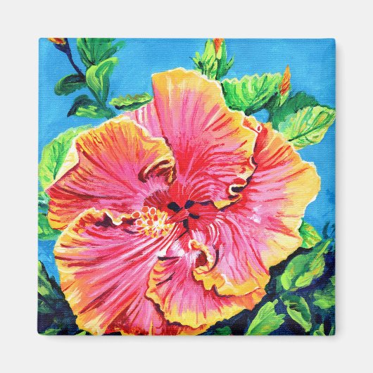 Roze Hibiscus Magnet (Voorkant)