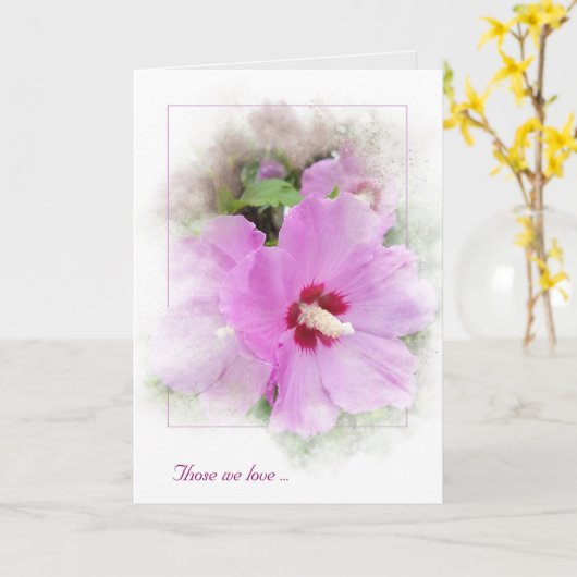 roze hibiscus met maskersympathie voor het lijst kaart (Gele Bloem)