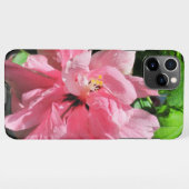 Roze Hibiscus met Raindrops Iphone Case iPhone Hoesje (Achterkant horizontaal)