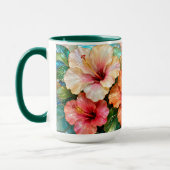 Roze Hibiscus Mok Tropicale Bloem Coffee Cup (Links)