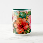 Roze Hibiscus Mok Tropicale Bloem Coffee Cup (Midden)