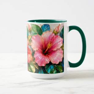 Roze Hibiscus Mok Tropicale Bloem Coffee Cup