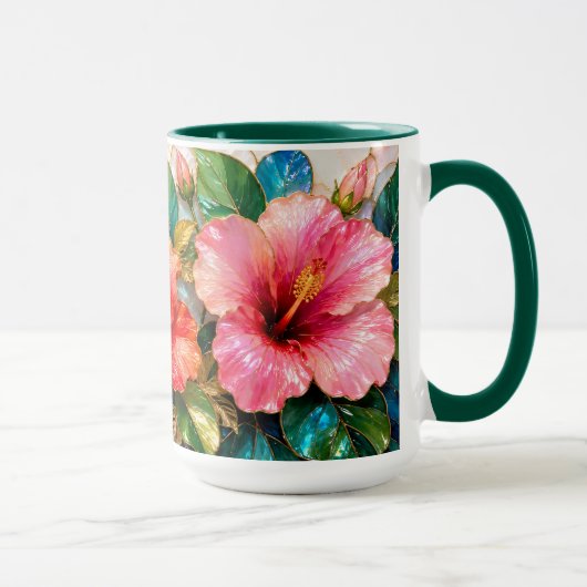 Roze Hibiscus Mok Tropicale Bloem Coffee Cup (Rechts)