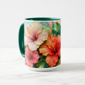 Roze Hibiscus Mok Tropicale Bloem Coffee Cup (Voorkant links)