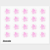 Roze HIbiscus Monogram Sticker (Vel)