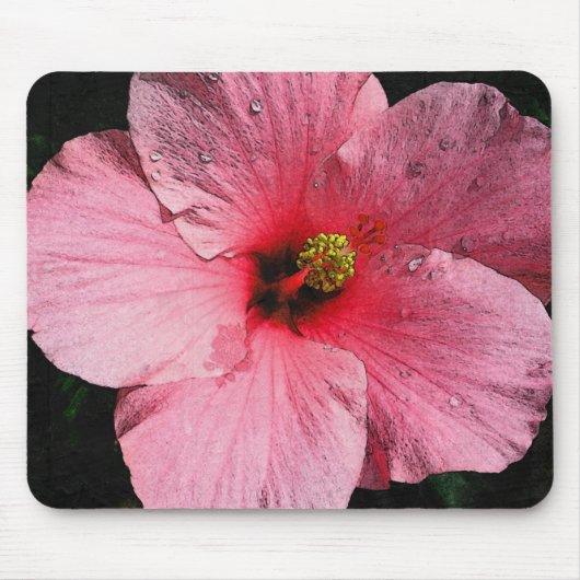 Roze Hibiscus Mousepad Muismat (Voorkant)