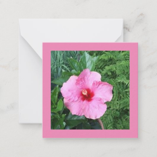 Roze Hibiscus Note Card Notitiekaartje (Voorkant)