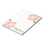 Roze Hibiscus Notitieblok, gepersonaliseerd Notitieblok (Linkerzijde)