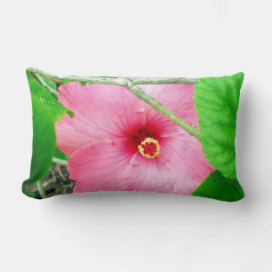 Roze Hibiscus Oerwoud, Lumbar Cushion. Kussen