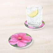Roze Hibiscus onderzetter (Zijkant)